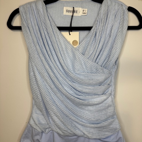 Souvenir Light Blue Draped Bodysuit - Picture 3 of 8